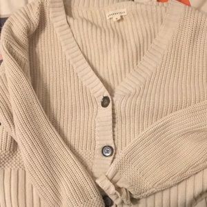 Cream white cardigan comfy cozy nude knit buttons free people crochet sweater